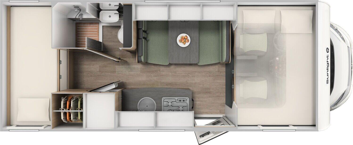 Wohnmobil Citroen Jumper Sunlight 68 A mit 4 Sitzen und 4 Schlafplätzen