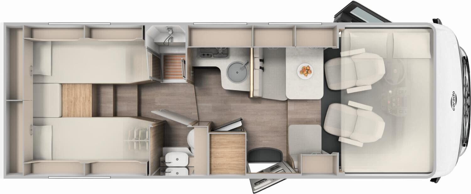 Wohnmobil Fiat Ducato Carado 447 I mit 5 Sitzen und 5 Schlafplätzen