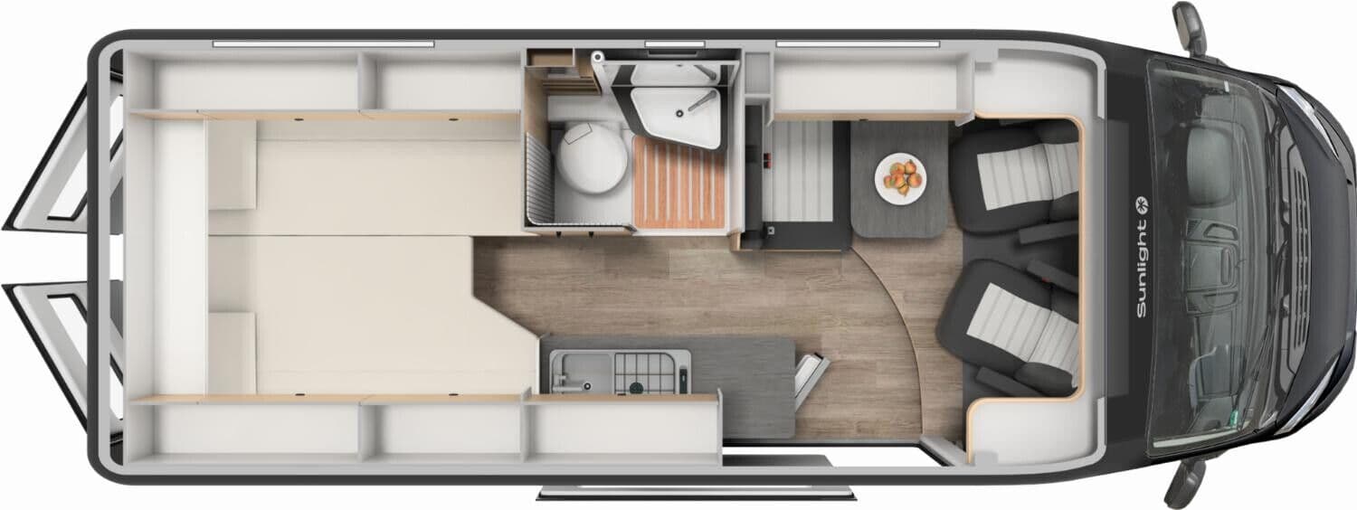 Wohnmobil Fiat Ducato Sunlight 640 Cliff X mit 4 Sitzen und 2 Schlafplätzen