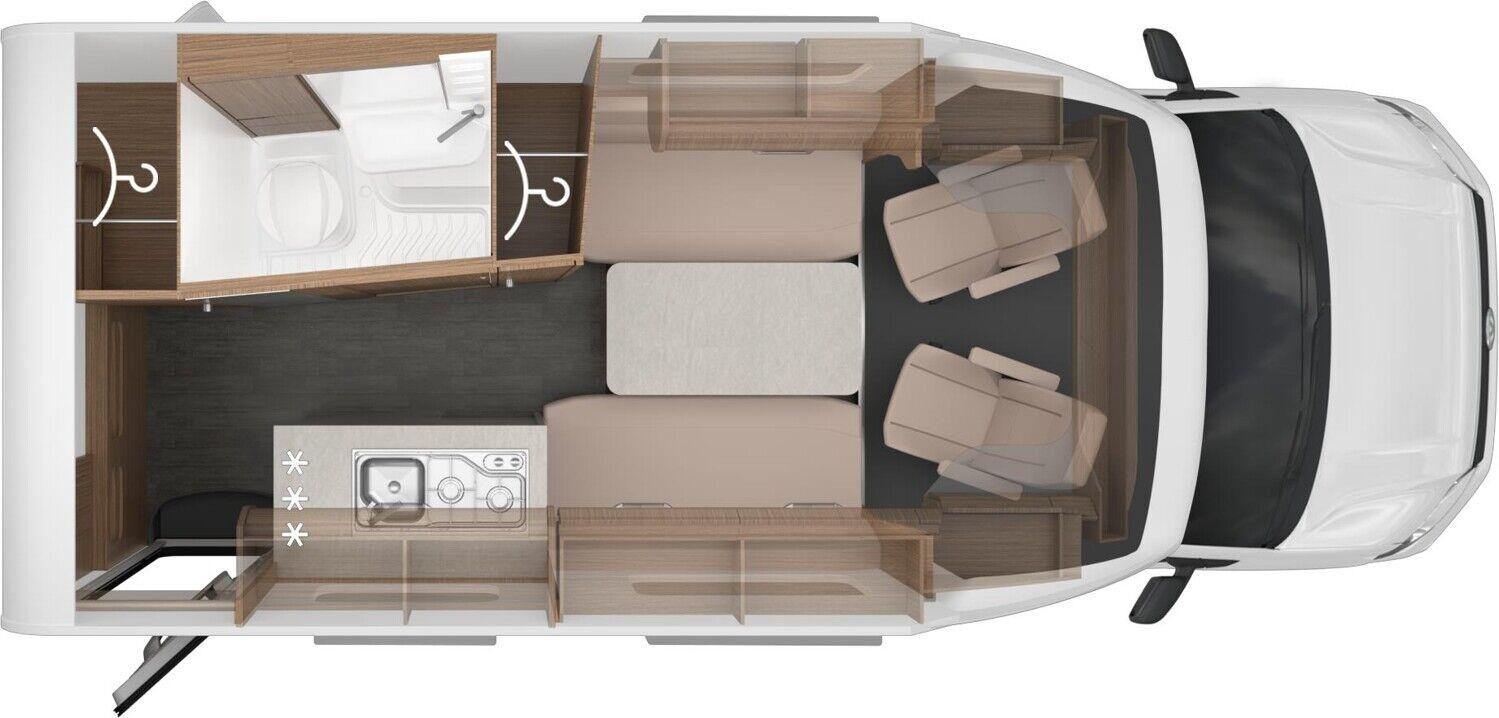 Wohnmobil VW Transporter Knaus 500 LT Tourer Van VANSATION mit 2 Sitzen und 2 Schlafplätzen