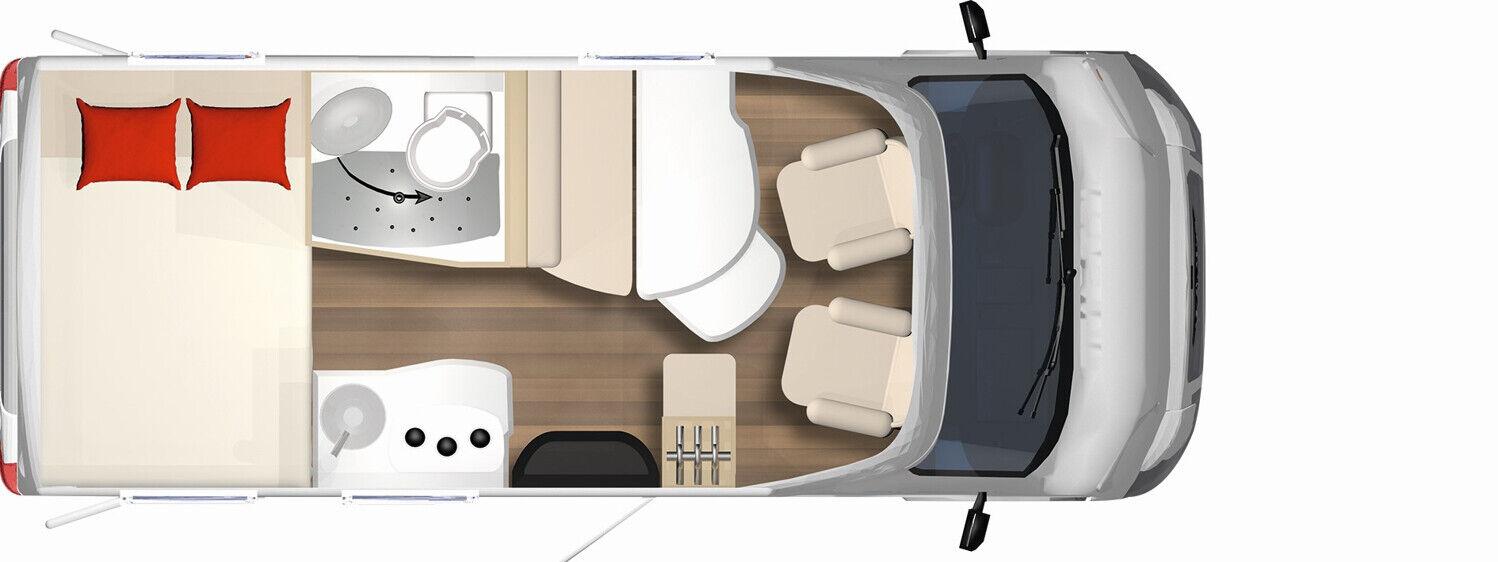 Wohnmobil Fiat Ducato Bürstner t 590 G Travel Van mit 4 Sitzen und 2 Schlafplätzen