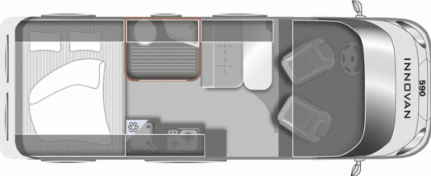 Wohnmobil Ford Transit LMC 590 Innovan mit 4 Sitzen und 2 Schlafplätzen