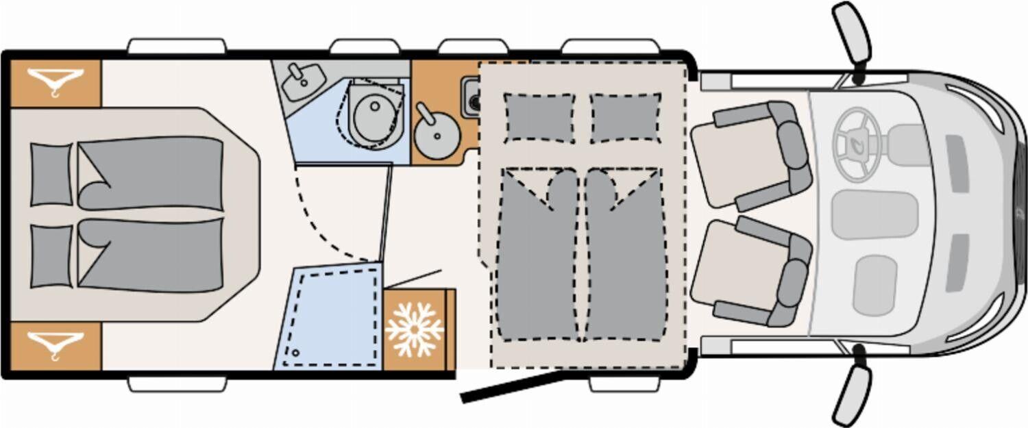 Wohnmobil Ford Transit Dethleffs T 7055 DBL Just Go mit 4 Sitzen und 2 Schlafplätzen