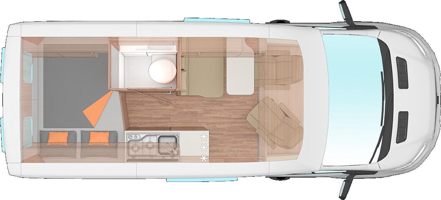 Wohnmobil Ford Transit Weinsberg 550 MQ CaraBus mit 2 Sitzen und 3 Schlafplätzen