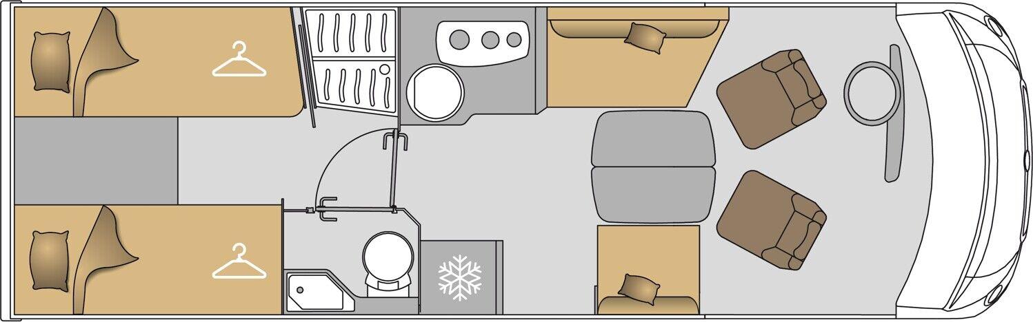 Wohnmobil Fiat Ducato Mooveo 74EBF Int mit 4 Sitzen und 4 Schlafplätzen