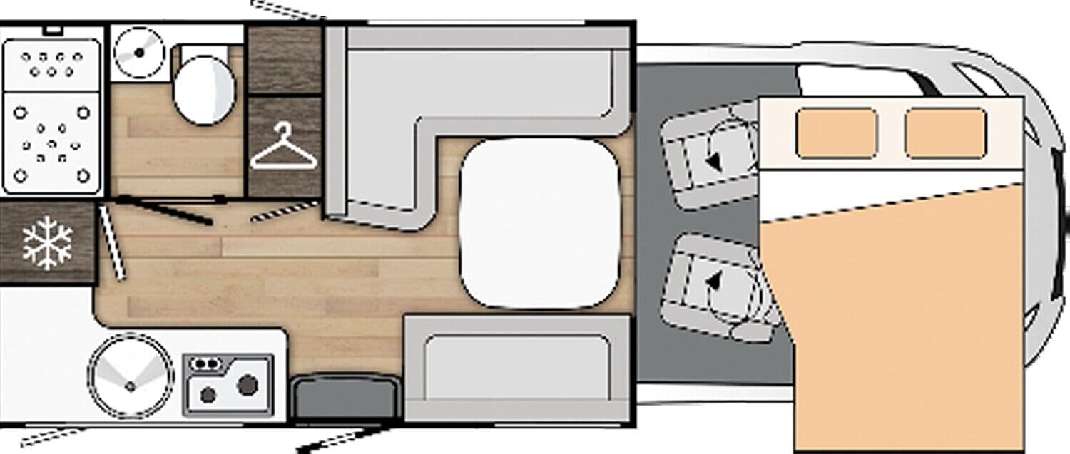 Wohnmobil Ford Transit Benimar T481 Tessoro mit 4 Sitzen und 4 Schlafplätzen