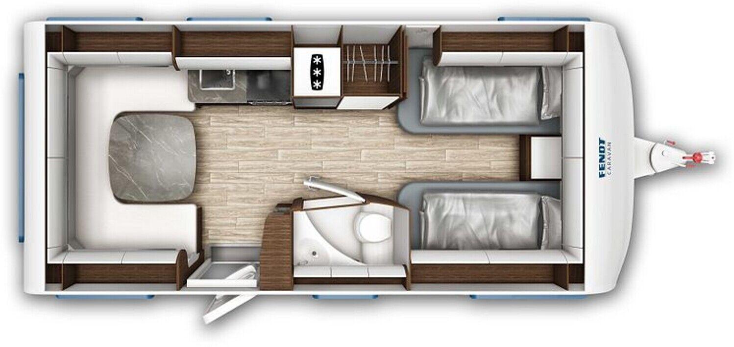 Wohnwagen Fendt 560 SGW Diamant mit 4 Sitzen und 4 Schlafplätzen