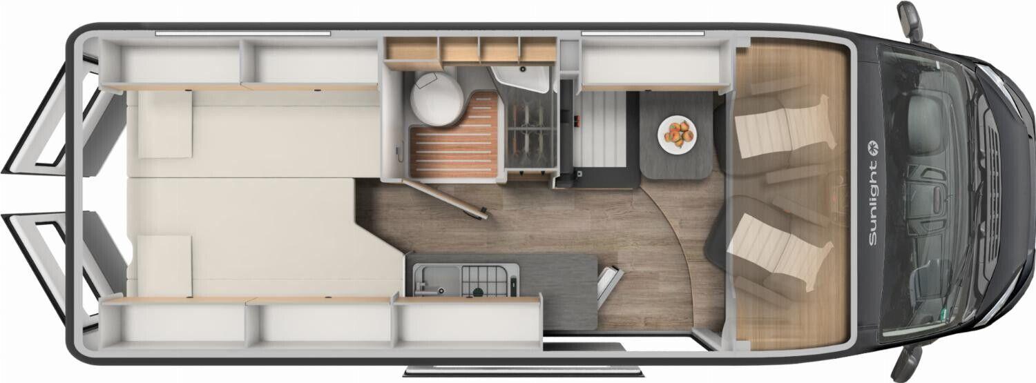 Wohnmobil Fiat Ducato Sunlight 640 Adventure Cliff mit 4 Sitzen und 2 Schlafplätzen