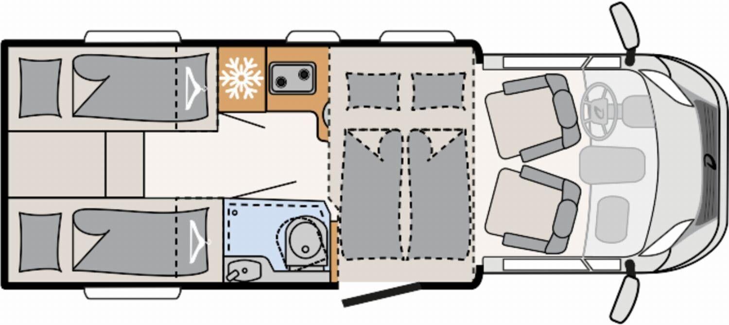 Wohnmobil Citroen Jumper Dethleffs T 6812 EB Just Camp mit 4 Sitzen und 3 Schlafplätzen