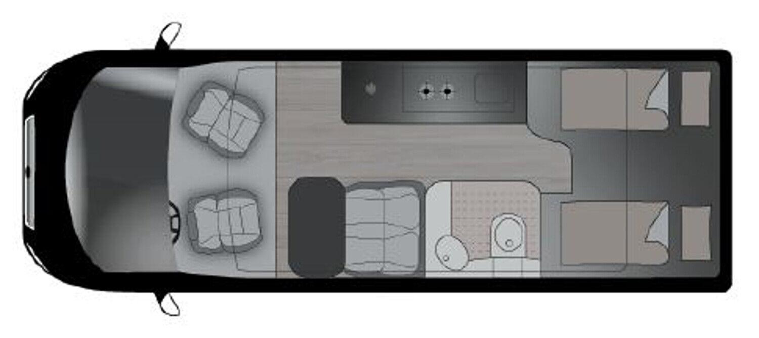Wohnmobil Opel Movano Crosscamp Camper Van FULL 640 Opel mit 2 Sitzen und 2 Schlafplätzen