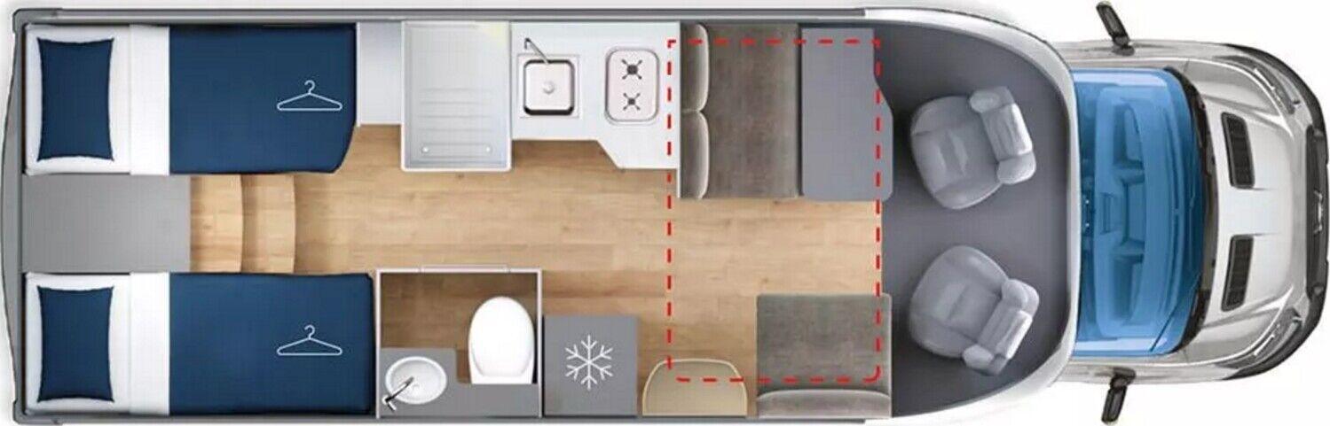 Wohnmobil Ford Transit GiottiLine 395 Siena mit 4 Sitzen und 2 Schlafplätzen