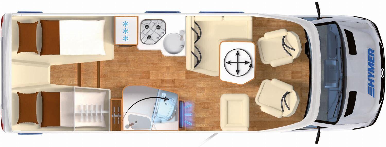 Wohnmobil Mercedes Sprinter Hymer 585 Tramp S mit 4 Sitzen und 4 Schlafplätzen