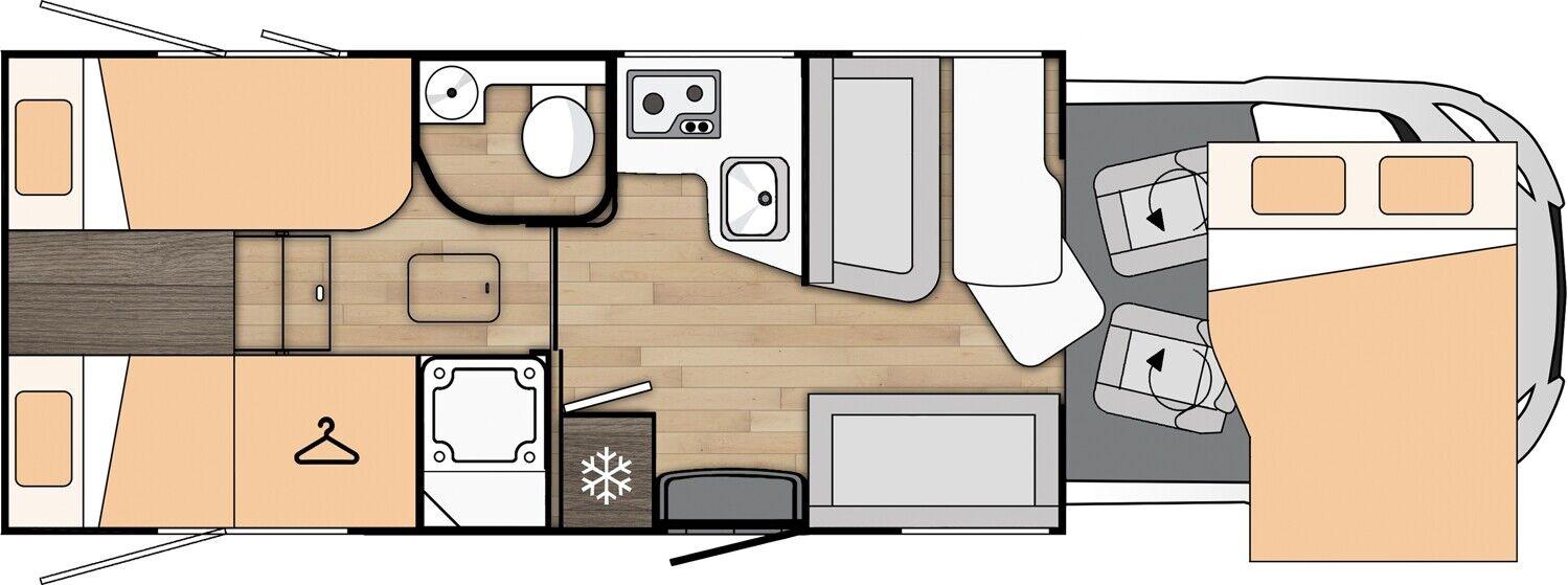Wohnmobil Ford Transit Benimar 463 T25 Tessoro mit 5 Sitzen und 5 Schlafplätzen