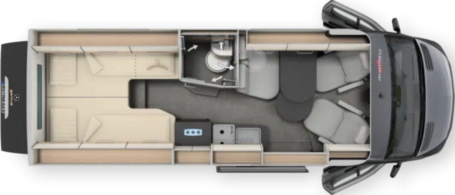 Wohnmobil Mercedes Sprinter Malibu 641 LE Genius mit 4 Sitzen und 2 Schlafplätzen
