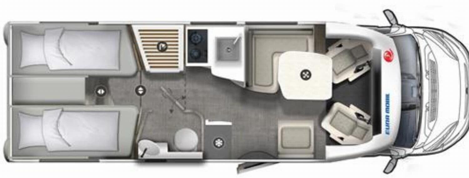 Wohnmobil Fiat Ducato Eura Mobil PT 720 EB Profila T mit 4 Sitzen und 2 Schlafplätzen