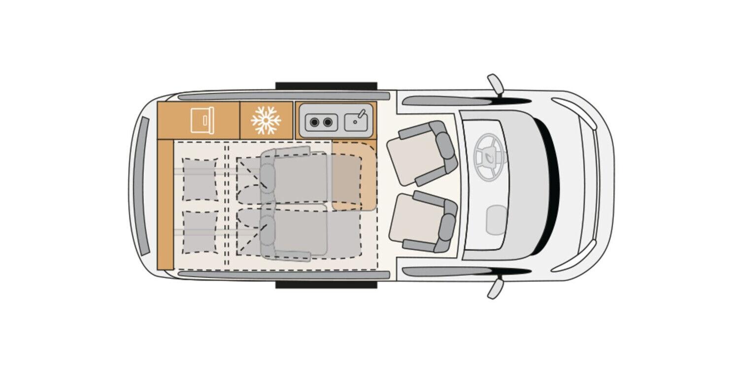 Wohnmobil Fiat Talento Dethleffs Edition One Globevan mit 4 Sitzen und 4 Schlafplätzen