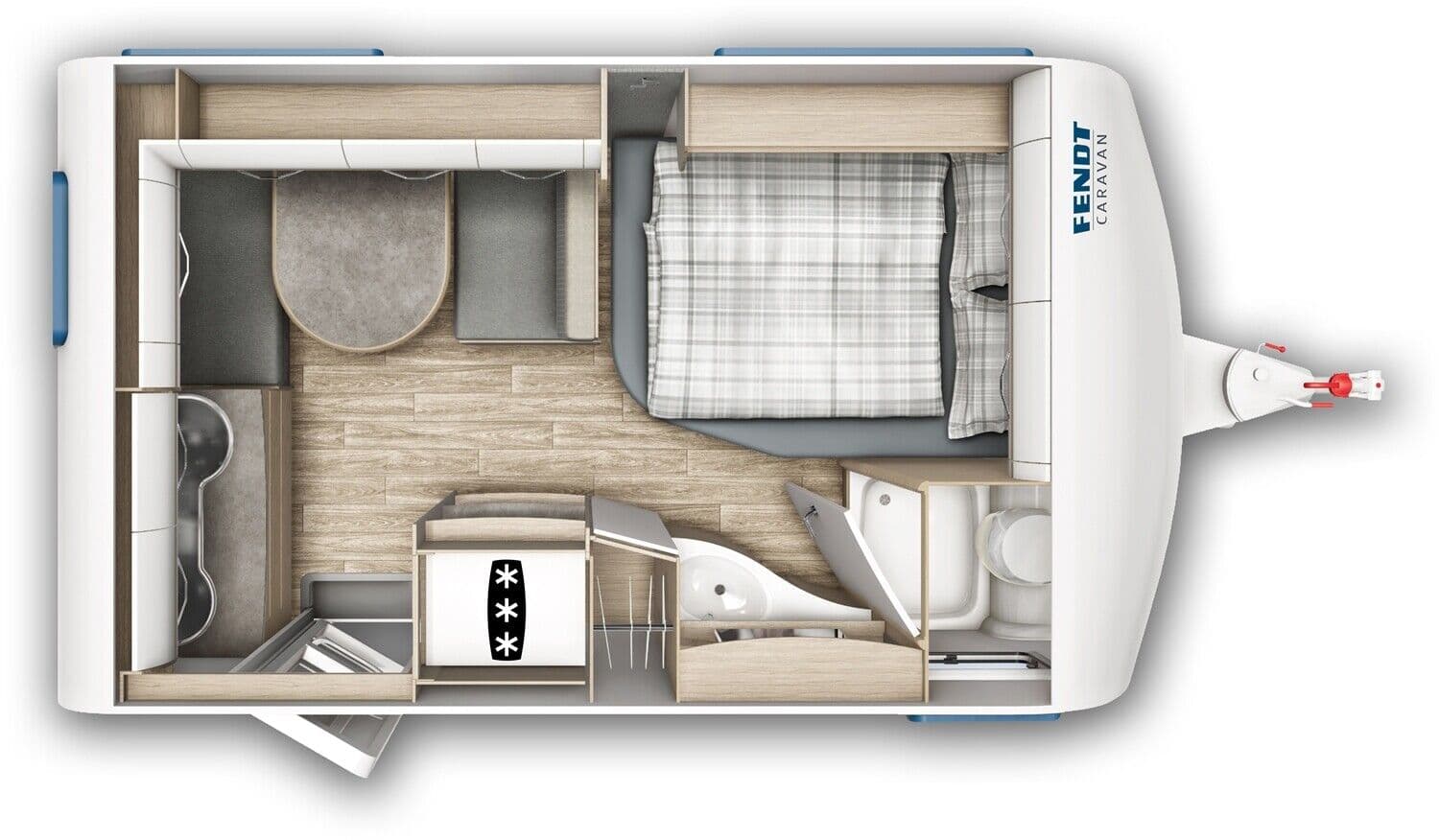Wohnwagen Fendt Bianco Activ 390 FHS bei SOMA Caravaning Center Warendorf GmbH Wohnwagen Fendt 390 FHS Bianco Activ mit 3 Schlafplätzen