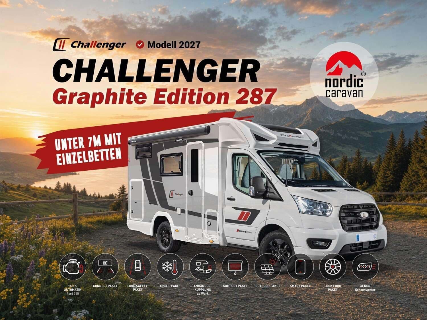 Wohnmobil Challenger Teilintegriert Graphite Edition 287 mit 5 Sitzen bei Nordic Caravan / NC-24 GmbH Wohnmobil Challenger 287 Teilintegriert Graphite Edition mit 5 Sitzen und 2 Schlafplätzen