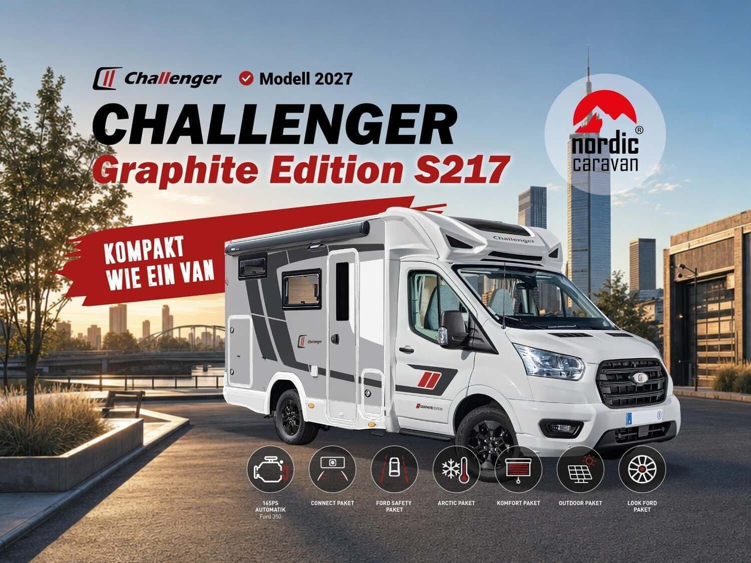 Wohnmobil Challenger Teilintegriert S Graphite Edition S217 mit 4 Sitzen bei Nordic Caravan / NC-24 GmbH Wohnmobil Challenger S217 Teilintegriert S Graphite Edition mit 4 Sitzen und 2 Schlafplätzen