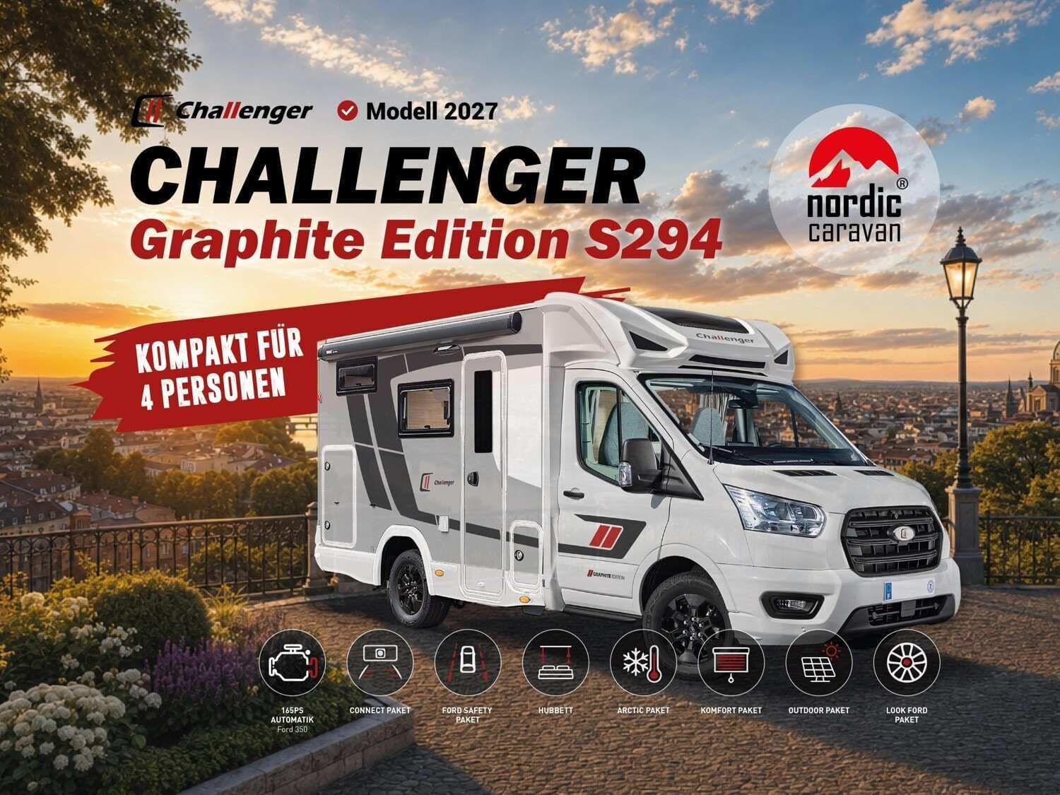 Wohnmobil Challenger Teilintegriert S Graphite Edition S294 mit 4 Sitzen bei Nordic Caravan / NC-24 GmbH Wohnmobil Challenger S294 Teilintegriert S Graphite Edition mit 4 Sitzen und 4 Schlafplätzen