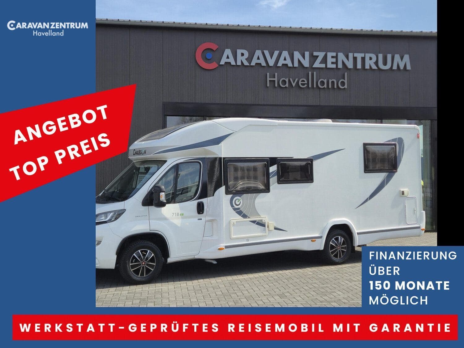 Wohnmobil Chausson Flash 718 mit 4 Sitzen bei Caravan Zentrum Havelland Inhaber Robert Wendt Wohnmobil Fiat Ducato Chausson 718 Flash mit 4 Sitzen und 4 Schlafplätzen
