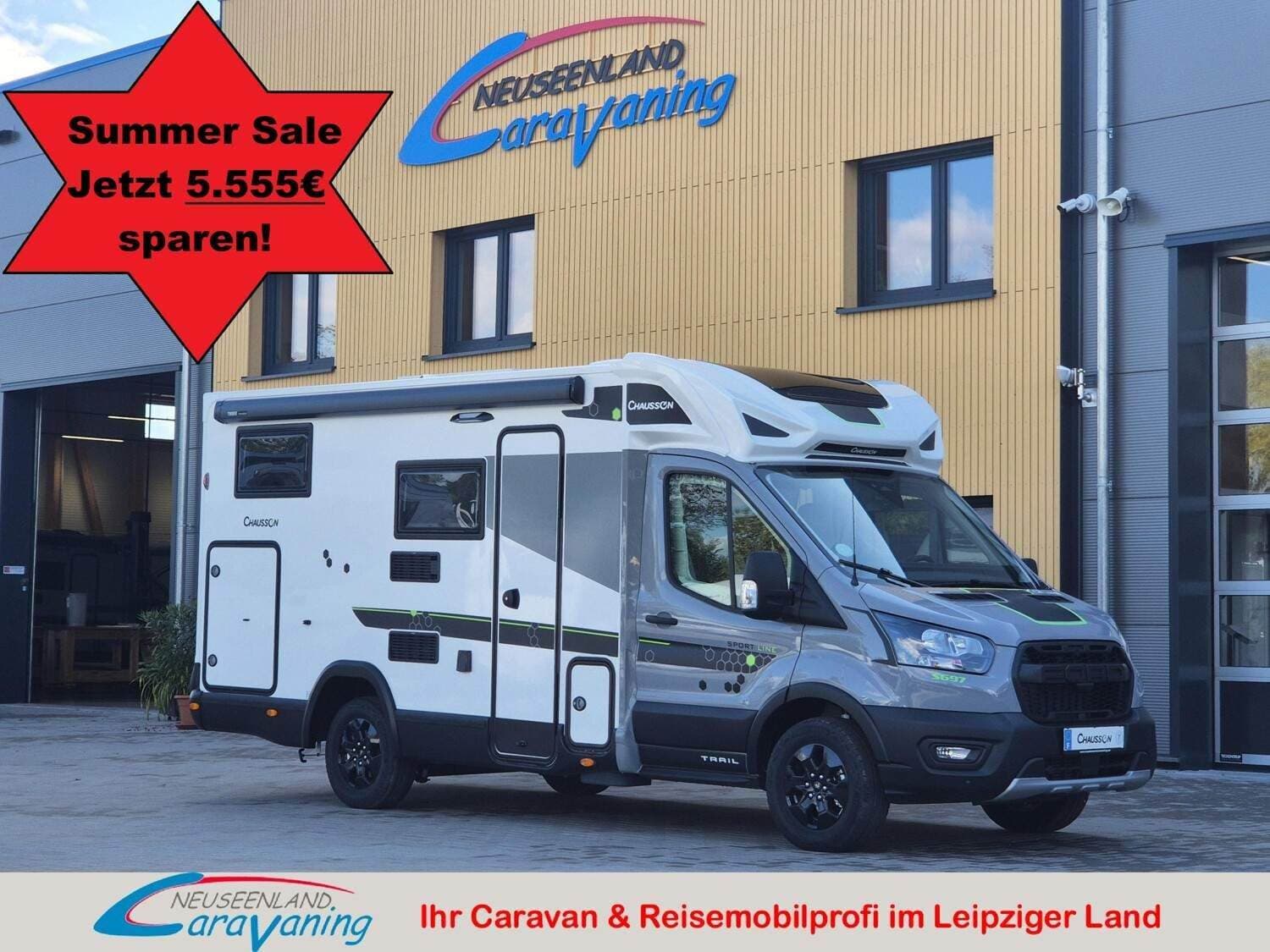 Wohnmobil Chausson Teilintegriert S Sport Line S697 mit 4 Sitzen bei Neuseenland Caravaning Wohnmobil Ford Transit Chausson S697 Teilintegriert S Sport Line mit 4 Sitzen und 2 Schlafplätzen