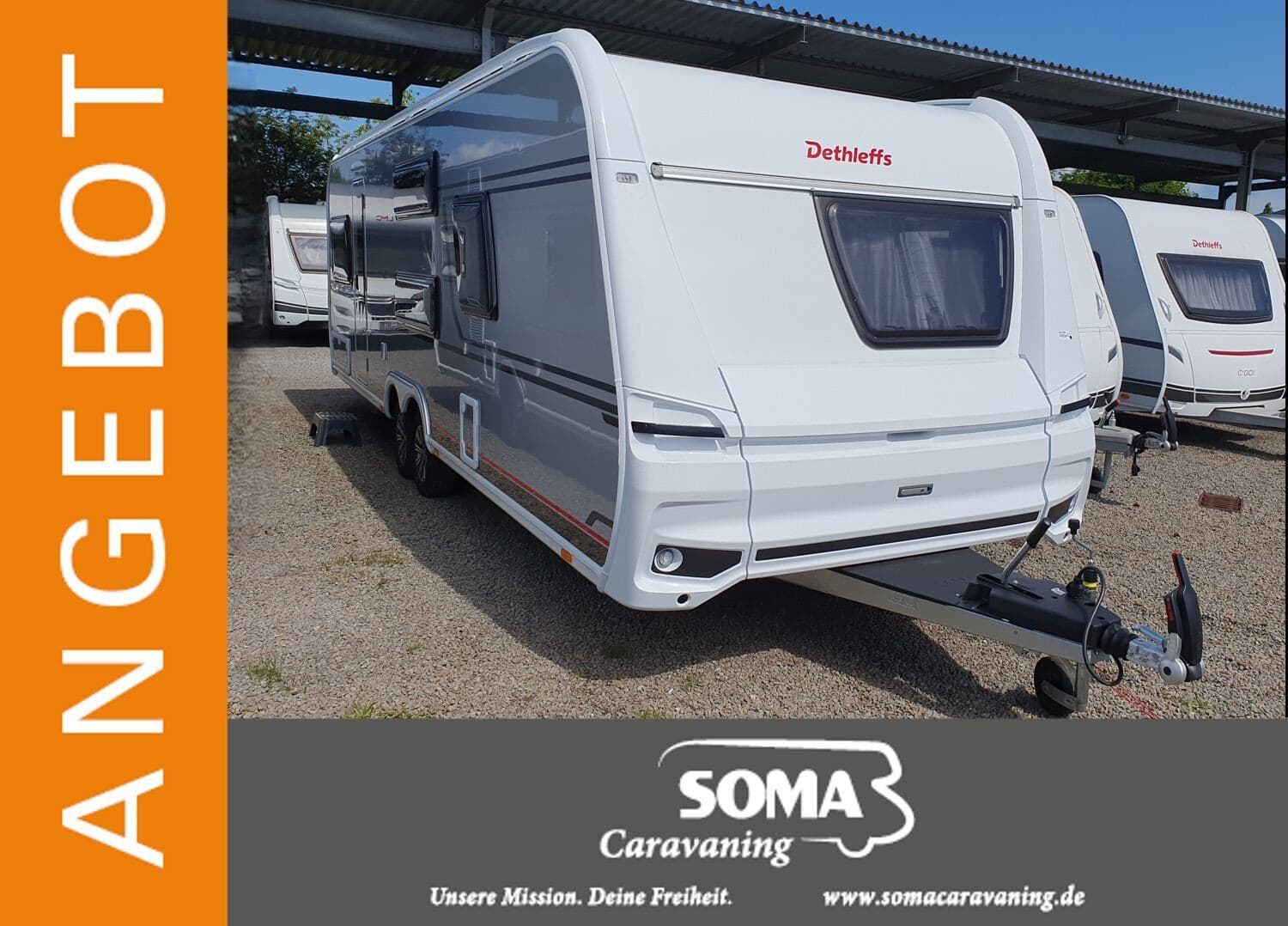 Wohnwagen Dethleffs Camper 730 FKR Family snow bei SOMA Caravaning Center Bremen GmbH Wohnwagen Dethleffs 730 FKR Family snow Camper mit 8 Schlafplätzen