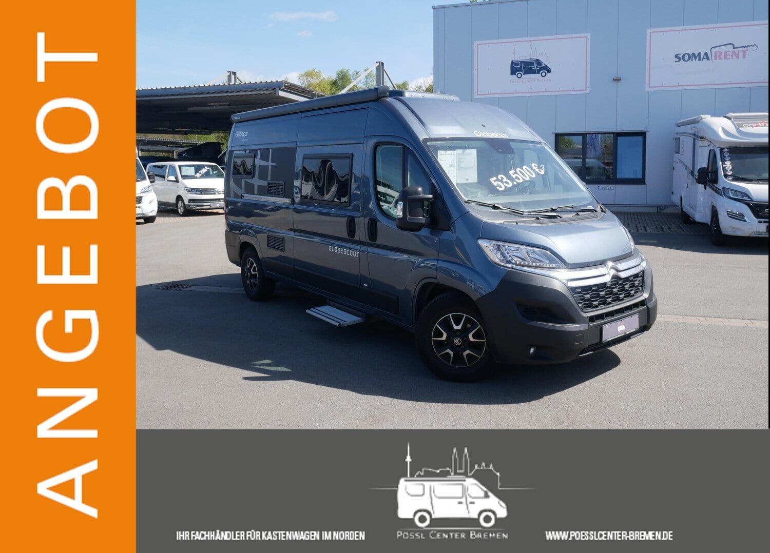 Wohnmobil Globecar Globescout Elegance Citroen 165 PS mit 4 Sitzen bei Pössl Center Bremen GmbH Wohnmobil Citroen Jumper Globecar Citroen 165 PS Globescout Elegance mit 4 Sitzen und 2 Schlafplätzen