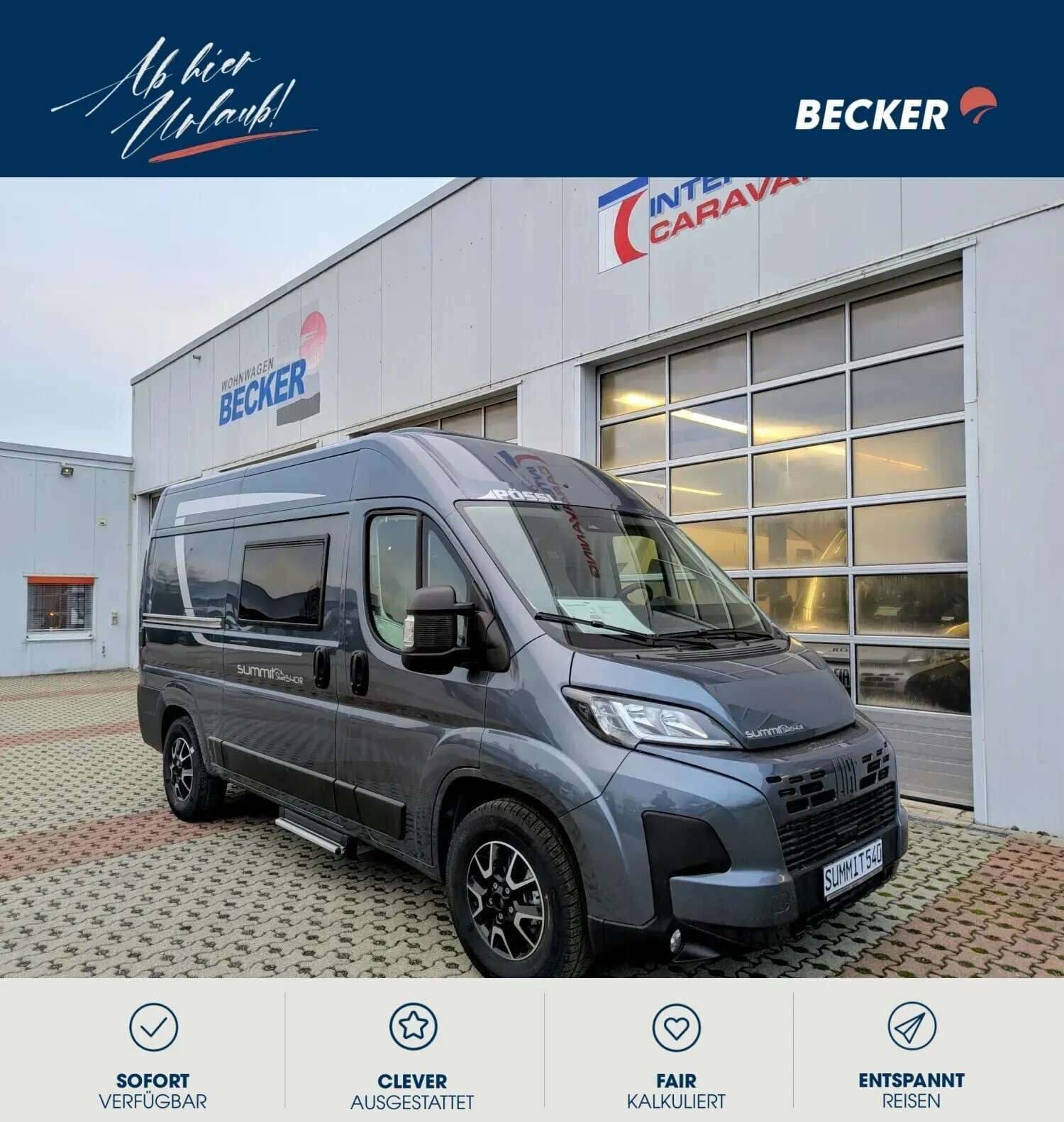 Wohnmobil Pössl Summit SHINE 540 R mit 3 Sitzen bei Wohnwagen Becker GmbH & Co. KG Wohnmobil Fiat Ducato Pössl SHINE 540 R Summit mit 3 Sitzen und 2 Schlafplätzen