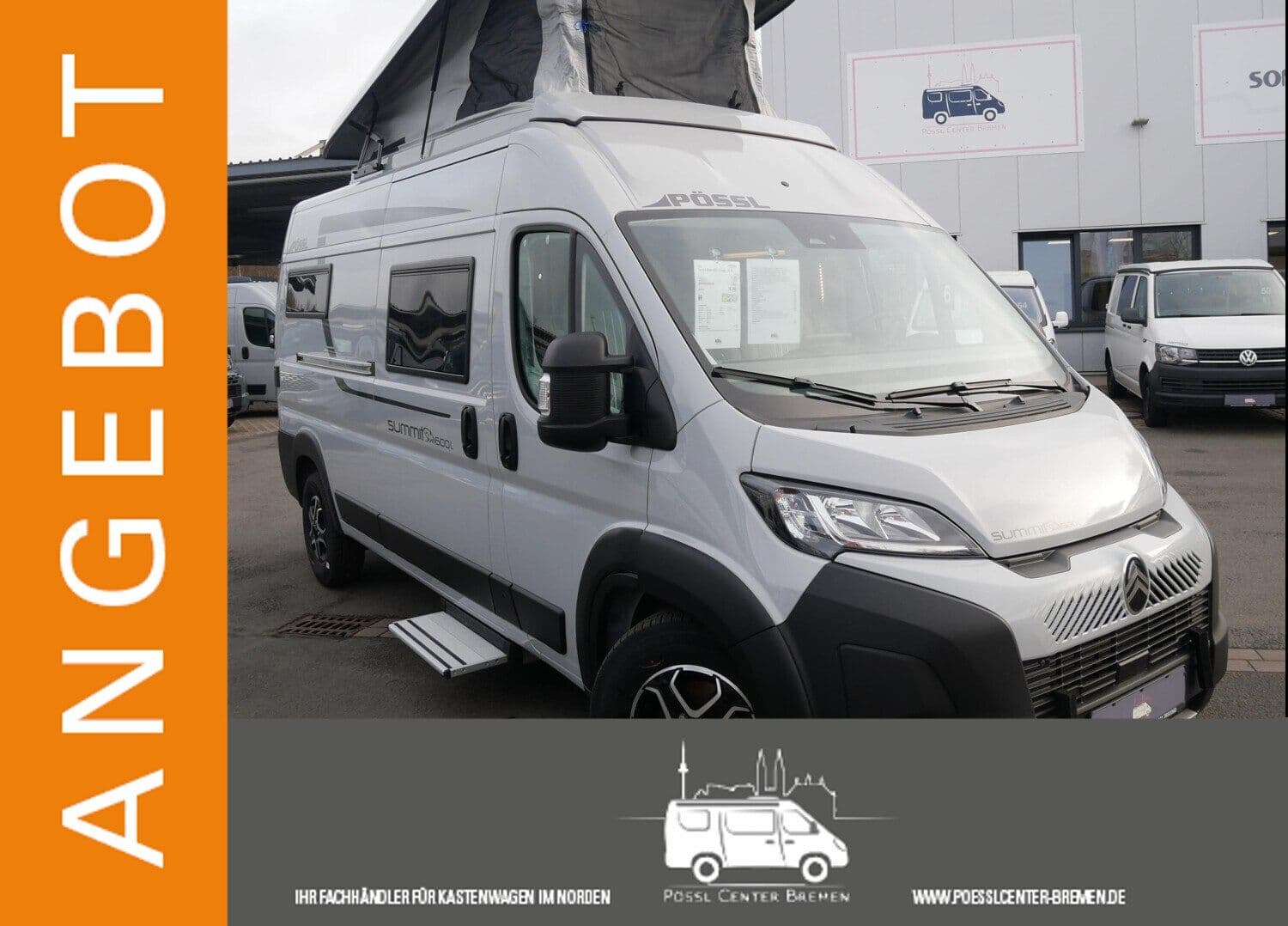 Wohnmobil Pössl Summit Shine 600 L Citroen 140 PS mit 3 Sitzen bei Pössl Center Bremen GmbH Wohnmobil Citroen Jumper Pössl Citroen 140 PS Summit Shine 600 L mit 3 Sitzen und 2 Schlafplätzen